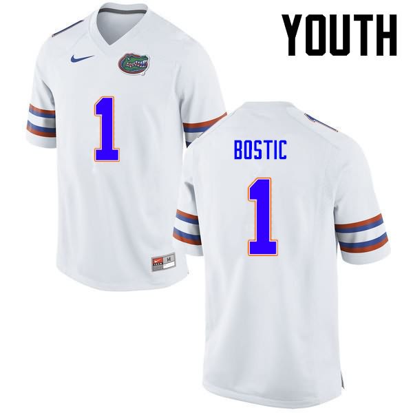 Youth NCAA Florida Gators Jonathan Bostic #1 Stitched Authentic Nike White College Football Jersey ZFW8565FG